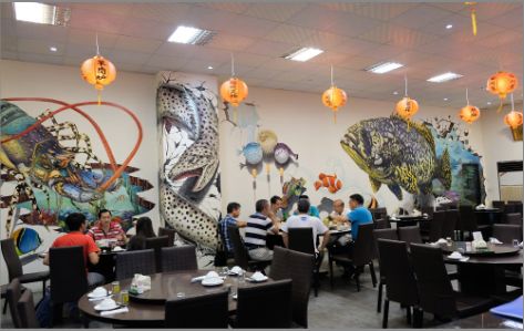 龙南海鲜餐厅墙体彩绘